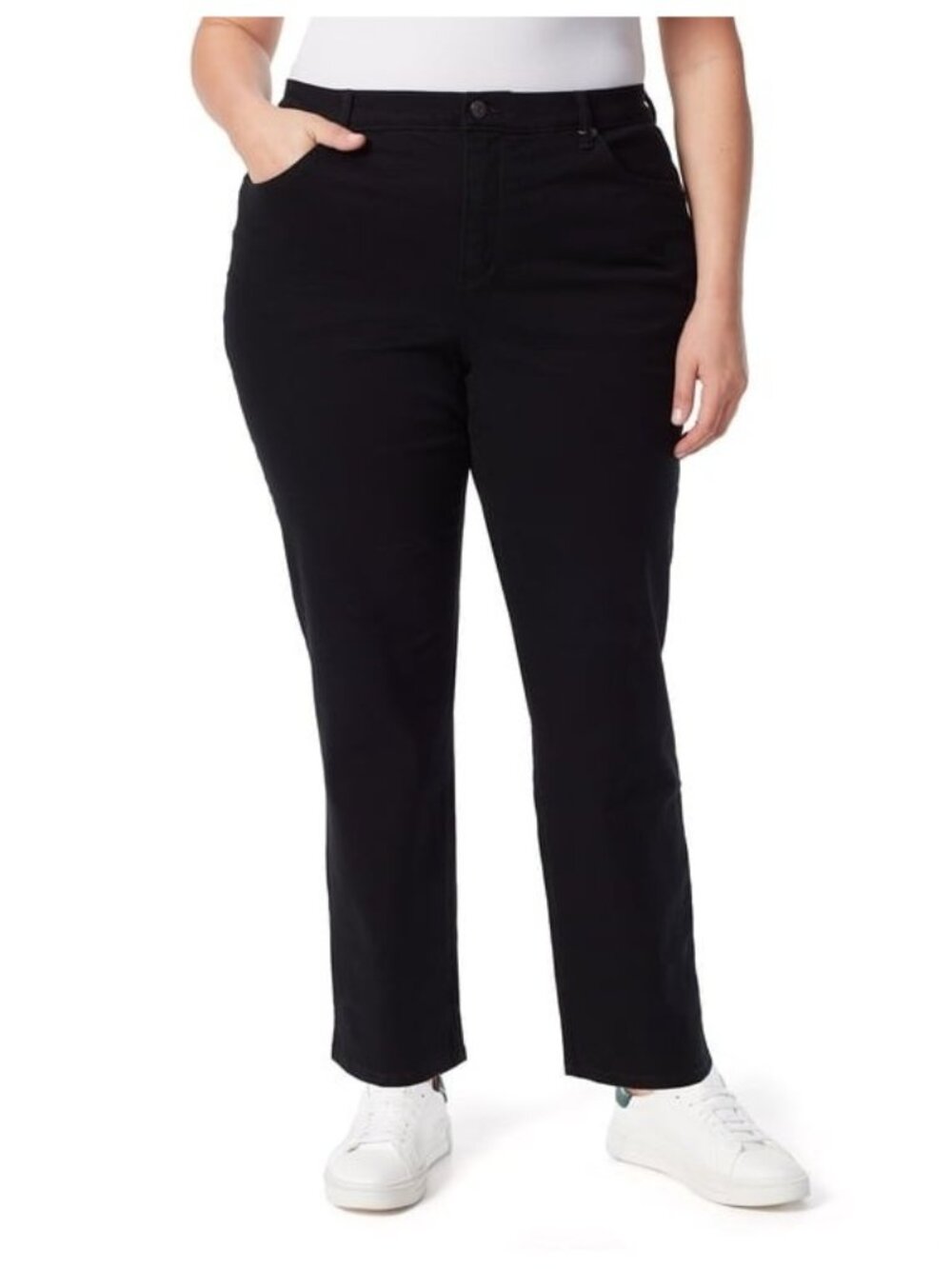 Gloria Vanderbilt Women's High Rise Amanda Straight Jean Plus Size 16W Black $52